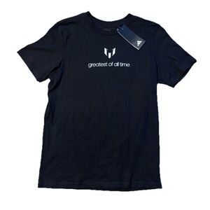 Adidas Black Tee with White Text GOAT